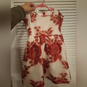 Floral Red and White Kids Dress